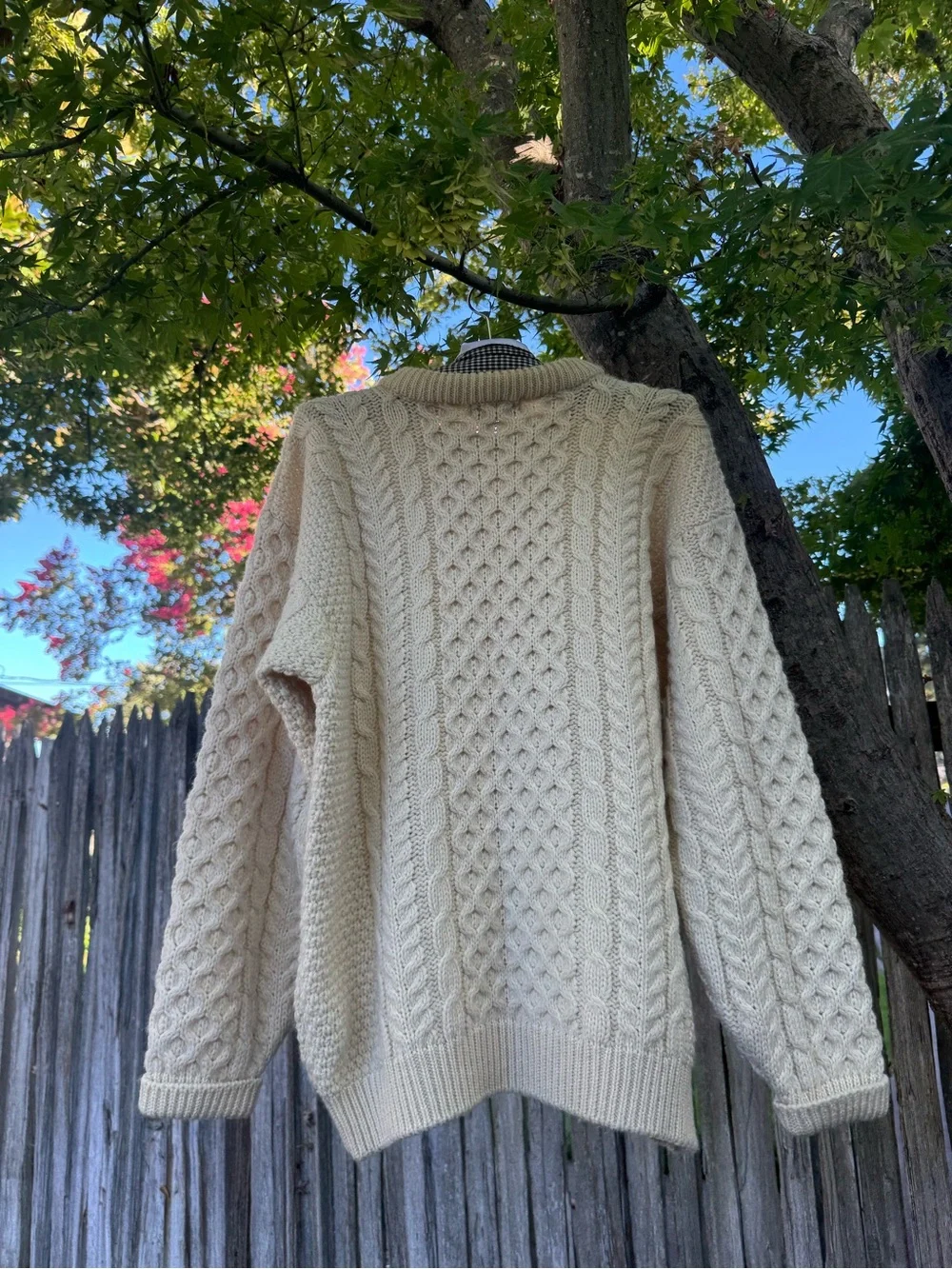 Vintage L.L.Bean Made in Ireland 100% Wool Aran Fisherman Sweater